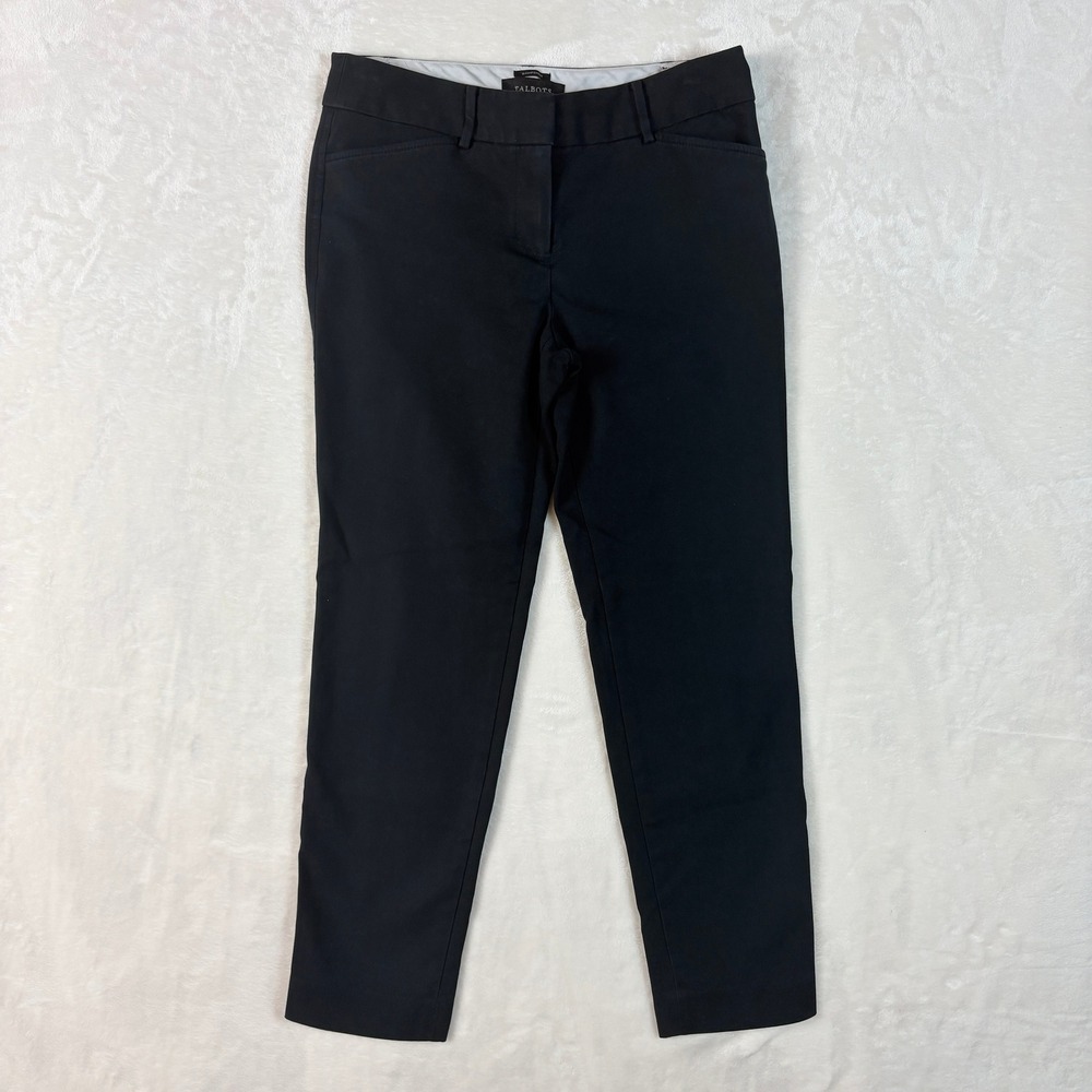 Talbots Hampshire Ankle Pants Womens 2 Black Excellent Stretch Slim Leg Trousers
